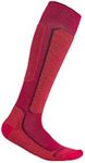 Icebreaker Merino Ski+ Light Wool Socks for Women, Knee High, Over The Calf - Comfy, Breathable High Socks for Women with Seamless Toe, Cushioned Instep - Electric Pink/Earth/Nightshade, Medium