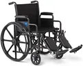 Medline Comfortable Folding Wheelchair with Swing-Back, Desk-Length Arms and Elevating Footrests, 20”W x 16”D Seat