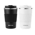 GEMFUL Travel Coffee Mug Insulated Cup 2 Pack for Home Office Outdoor Works Great for Ice Drinks and Hot Drinks 510ml