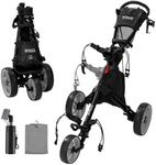 Tivor 3 Wheel Golf Push Cart, Lightweight Push Cart Golf One-Click Folding, Adjustable Height Pushcart for Golf Bags, Compact Design for Ladies, Junior Golfers