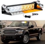 White Amber LED Windshield Strobe Lights,Emergency Dash Strobe Lights with Suction Cups,Hazard Safety Warning Traffic Advisor Lights for Construction Vehicles,Rescue vehicle,Vehicles