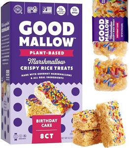 GoodMallow Vegan Rice Crispy Treats Individually Wrapped Box of 6, Kosher Vegan Snacks, Gluten Free Dairy Free Snacks for Kids & Adults - Healthy Sweets Made with Gourmet Marshmallows (Birthday Cake)