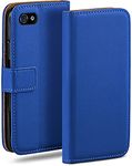MoEx Flip Case for Apple iPhone 4s / iPhone 4, Mobile Phone Case with Card Slot, 360-Degree Flip Case, Book Cover, Vegan Leather, Royal-Blue