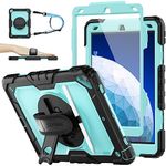 SEYMAC stock iPad Air 3 Case, iPad Pro 10.5 Case, Heavy Duty Shockproof Case with Screen Protector Pencil Holder & [360 Rotating Stand/Hand Strap] for iPad Air 3rd Generation / Pro 10.5’’ (Skyblue)