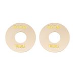 Musiclily Pro Self Adhesive Guitar Toggle Switch Plate LP Washer Rhythm Treble Ring, Cream with Gold Words (Set of 2)