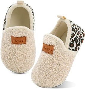 XIHALOOK Toddler Boys Girls Shoes Indoor House Slippers for Kids Winter Warm Socks Beige, 10-10.5 Toddler