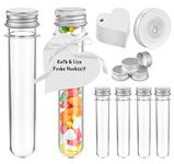 Mocraft 15Pcs Test Tubes 45ml Plastic Test Tubes with Screw CapTransparent Tubes with 20 Pcs White Kraft Paper for Sweets Candy Lab,DIY Craft, Wedding,Halloween,Christmas