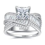 JewelryPalace Infinitiy Twist Princess Cut 2ct Cubic Zirconia Engagement Rings for her,14K Gold 925 Sterling Silver Promise Ring for women, Simulated Diamond Anniversary Wedding Band Bridal Set J