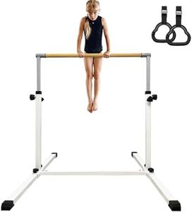 XDEMODA The latest model Gymnastics Bar for Kids Ages 3-15 for Home - Steady Steel Construction, Anti-Slip, Easy to Assemble, 35” to 55” Adjustable Height Gymnastic Horizontal Bars Equipment