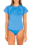 Hurley Women's OAO Surf Rash Guard Shirt, Sky Blue, X-Small