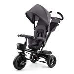 Kinderkraft AVEO Trike from 9 Months to 5 Year, Tricycle with adjustable parent handle, Trike for baby kids toddler, Foldable, Free Wheel Function, Protection from Sun, Cupholder, Toy basket, Gray