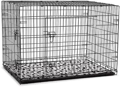 48" Dog Cage Pet Crate Puppy Cat Foldable Metal Kennel House Portable Collapsible Extra Large,wtith 2Doors,Free Removable Divider & Pet Bed