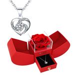 YJYJHOPE Preserved Red Rose with I Love You 925 Sterling Silver Necklace, Gifts for Her, Mom, Women, Girlfriend, Wife, Gifts Ideas for Birthday Anniversary Thanksgiving Christmas