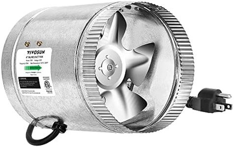 VIVOSUN 6 Inch Inline Duct Fan 240 CFM, HVAC Exhaust Ventilation Fan with Low Noise for Basements, Bathrooms, Kitchens and Attics, Silver