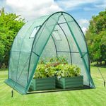 Ohuhu Portable Tunnel Greenhouse Outdoor: Heavy Duty Walk in Green House with Mesh Windows Durable Plastic PE Cover for Outside, 5.9x5.9x6.6 FT, Green