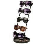 MyGift Modern Brown Metal 5 Pair Sunglass Display Stand with Ring Jewelry Tray, Retail Eyewear Reading Glasses Showcase Rack