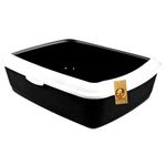 Foodie Puppies Rectangle Cat Litter Tray with Rim, Reduces Odor, Perfect Starter for Toilet Training Your Kitten and Puppies (59 x 46 x 17 cm)(Large, Black)