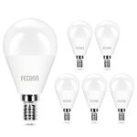 FECONN E14 Led Light Bulb, 7W 550lm E14 LED Bulb, Cool White 6500K Daylight Small Edison Screw (SES) Bulb, G45 Golf Ball Energy Saving Lightbulbs, Non-dimmable (6 Pack, Daylight)