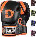 DEFY Marvelous Boxing Gloves for Men & Women Training Muay Thai Kick Boxing Leather Sparring Heavy Bag Workout MMA Gloves (Black/Orange, 16oz)