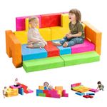 EKEPE 18pcs Modular Kids Play Couch, Blocks Theme Foam Kids Couch for Playroom Bedroom Living Room, Multifunctional Toddler Couch Convertible Sofa and Floor Cushion for Boys & Girls Playing, Sleeping