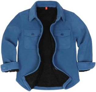ThCreasa Boys Kids Flannel Jacket Sherpa Lined Button Up Dress Shirt Winter Outdoor Youth Flannel Shacket Light Blue S 5-6