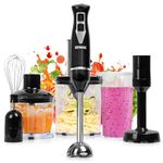 Duronic Electric Hand Blender HB35 BUNDLE 350W Baby Food Maker with Immersion stick Whisk Masher Attachments 0.6L Smoothie Maker with Vegetable Spiralizer & Mini Food Chopper