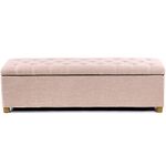 MODERN WAVE Ashlee 50" Large Fabric Upholstered Flip Top Storage Bench 3 Seater Sofa Couch Pouffe Sofa Bench Ottoman for Living Room, Bedroom, Office. (Pink)