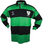 Irish Rugby Shirt for Men, Green and Blue with Shamrock Crest, Irish Fan Shirt (XXXL)