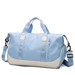 Furn Aspire Gym Bag for Women and Men Durable Training Fitness Travel Duffel Handbag with Shoes Compartment and Wet Pocket Lightweight Gymbag (E). Light Blue