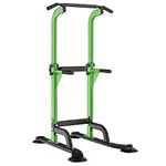 SogesHome Power Tower Pull Up Bar and Dip Station Adjustable Height Dip Stand Multi-Functional Strength Training Fitness Workout Station, Green