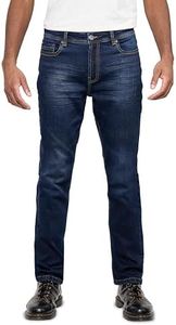 CULTURA AZURE Mens Denim Jeans, Casual Basic Washed Tapered Leg Stretch Jeans for Men Big & Tall, Indigo, 42W X 32L