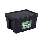 Wham Bam 100% Recycled Super Strong Impact Resistant Black Re-Usable Storage Boxes With Lids 16 Litre 38.5 x 29 x 21.5cm (1 Box)