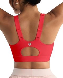 RUNNING GIRL Sports Bras for Women High Support, Adjustable Straps High Impact Molded Cup Sports Bra with Sewn in Pads(WX3115Red,XL)