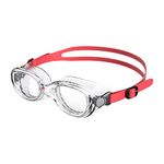 Speedo Junior Futura Classic Swimming Goggles | Anti-Fog | Anti-Leak , Red/Clear, One Size