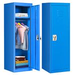 HONEY JOY 48 Inch Kids Locker, Toddler Metal Locker Storage Cabinet for Toys Clothes Sports Equipment, Kids Locker Organizer w/2 Keys and Door, Safe Coat Locker for Bedroom Garage Gym Entryway (Blue)