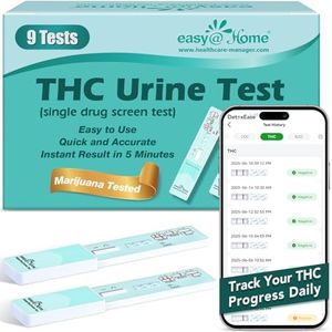 Easy@Home THC Test Kit: THC Tests for Home Use 50ng/mL Track THC Detox Urine Single Test Drug Testing Kits #EDTH-114 (9 Pack)