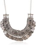 Lureme Vintage Engraved Coin Bib Statement Necklace Clavicle Necklace-Anti Silver (01003295-2)