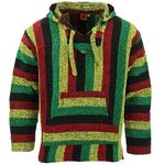 LOUDelephant Recycled Mexican Baja Jerga Hoody - Rasta (Medium)