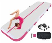 MEKETUM Air Gymnastics Track Mat 6.6ft 10ft 13ft 16ft 4/8 Inch Thickness Inflatable Gym Tumbling Floor Mats with Air Pump for Home Use/Cheerleading/Yoga/Dance/Water Fun