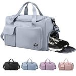 CarryFitness® Sports Duffel Bag, Gym Bag Womens Mens with Shoes Compartment, Waterproof Lightweight Weekend Bags for Women, Duffle Travel Overnight Bag, Holdall Hospital Bag - Gray 37L