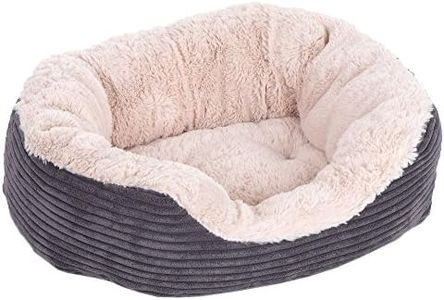 Rosewood Grey Jumbo Cord/Plush Oval Dog Bed, Large