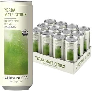 NA Beverage Social Tonic, Non-Alcoholic Functional Mocktails with 80mg of Green Tea Caffeine for Energy, L-Theanine for Focus & Lion's Mane Mushroom, Yerba Mate Citrus, 12oz Cans (12 Pack)