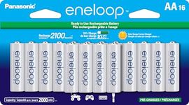 Panasonic BK-3MCCA16FA eneloop AA 2100 Cycle Ni-MH Pre-Charged Rechargeable Batteries, 16 Pack