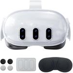 DUXICEPIN Accessories for Meta Quest 3, Protective Shell Cover for Oculus Quest 3, VR Accessories Included Transparent Shell Cover, Lens Tempered Glass Protector, Protective Lens Cover, Joystick Caps.