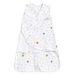 HALO 100% Cotton Sleepsack Swaddle, 3-Way Adjustable Wearable Blanket, TOG 1.5, Space, Newborn, 0-3 Months