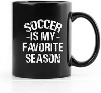 QUICQOD Soccer is My Favorite Season Ceramic Mug 11 Ounce, Funny Soccer Coffee Tea Milk Mug Cup for Home Dorm Office Decor, Gifts for Men Boys Kids Teen Boys Coach Soccer Athletes Sporting Lovers