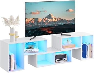 WLIVE TV Stand, Deformable TV Stand with LED Strip, Modern Entertainment Center, Gaming Media 3 Pieces Console Cabinet for Living Room, Bedroom, White