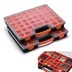 AIRTOON 2PCS Multi-Purpose Toolbox, Professional Organizer with 22 Bin Compartments, Box Organizer for Hardware, Screws, Bolts, Nuts, Nails, Tools, Arts