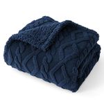 Lesure Washable Dog Blanket Sherpa - 100x120cm Waterproof Blanket for Dogs and Cats, Large Patterned Dog Throw Blankets Protects Bed and Couch Sofa with Soft Plush, Navy