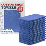 Cotton Towels for Cleaning Huck Towels - 12 Pcs Perfect Blue Kitchen Cleaning Towels Car Wash Towels Cleaning Clothes Reusable Washable Bar Towels Cleaning Cloths for House - Super Absorbent Towels Reluen